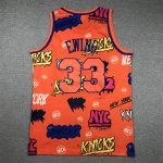 Maillot de Basket #33 Ewing Knicks Graffiti orange